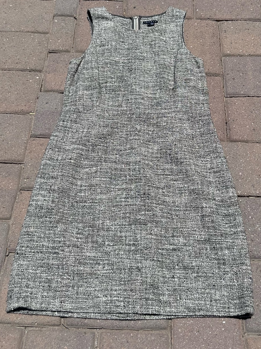 Theory Heather Gray Tweed Midi Sheath Dress